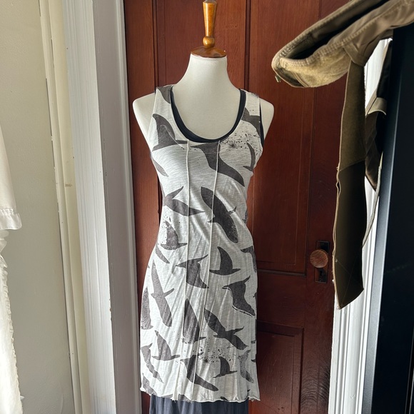 Heel Athens Lab Bird Print Organic Double Tiered Tunic Dress - Picture 3 of 5